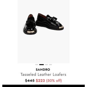 Sandro Glossy Black Leather Loafers